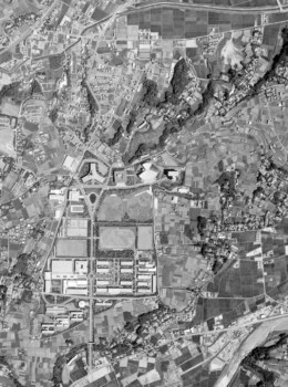 空から見た1972年の湘南キャンパスと周辺